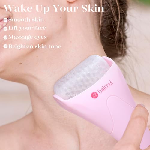 BAIMEI Cryotherapy Ice Roller and Gua Sha Facial Tools Puffiness Redness Reducing Migraine Pain Relief, Skin Care Tools for Face Massager Self Care Gift for Men Women - Pink