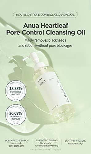 Anua Heartleaf Pore Control Cleansing Oil Korean Facial Cleanser, Daily Makeup Blackheads Removal 6.76 fl oz(200ml)