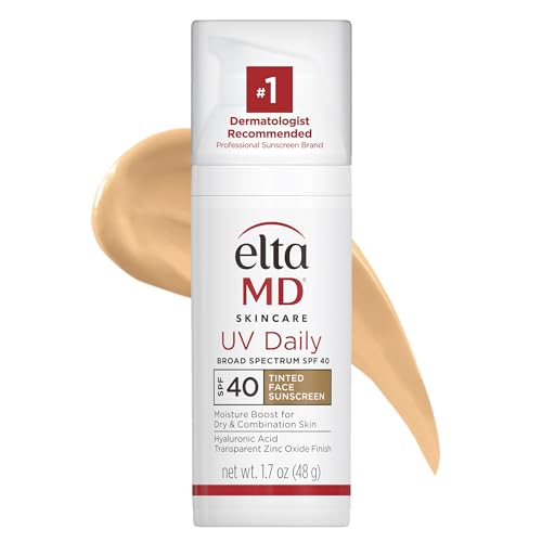 EltaMD UV Daily Tinted Sunscreen with Zinc Oxide, SPF 40 Face Sunscreen Moisturizer, Helps Hydrate Skin and Decrease Wrinkles, Lightweight Face Sunscreen, Absorbs Into Skin Quickly, 1.7 oz Pump