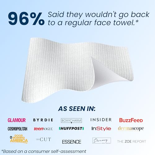 Clean Skin Club Clean Towels XL, Dermatologist Approved, 100% USDA Biobased Face Towel, Disposable Clinically Tested Face Towelette, Makeup Remover Dry Wipes, Ultra Soft, 50 Ct, 1 Pack