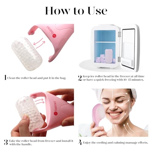 BAIMEI Cryotherapy Ice Roller and Gua Sha Facial Tools Puffiness Redness Reducing Migraine Pain Relief, Skin Care Tools for Face Massager Self Care Gift for Men Women - Pink