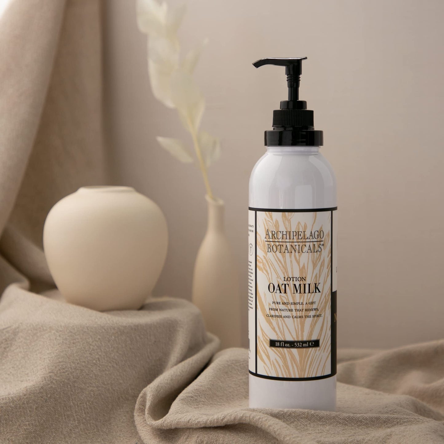 Archipelago Botanicals Oat Milk Lotion | Nurturing, Soothing Daily Body Lotion | Free From Parabens, Phthalates and GMOs (18 oz)